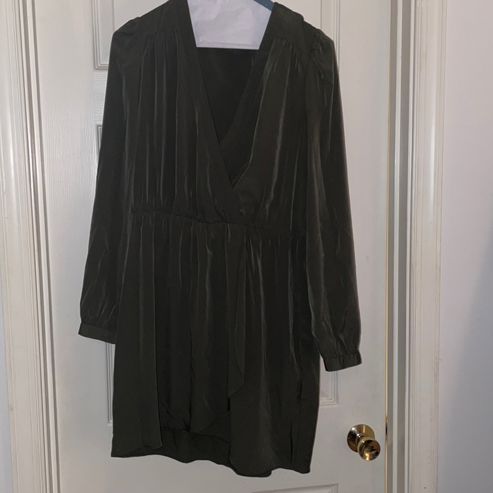 Army Green Long sleeve mini dress